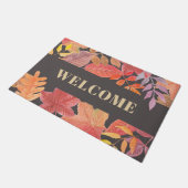 Willkommen Rustikale Blätter Fußmatte (Schrägansicht)
