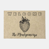 WILLKOMMEN Rustikale schwarze Erdbeere Personalisi Fußmatte (Vorderseite)