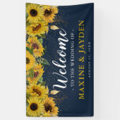 Willkommen Rustikale Sonnenblume, Marine & Gold Ho Banner (Vertikal)