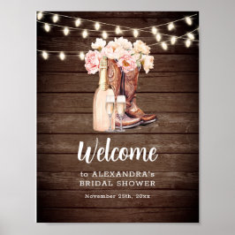 WILLKOMMEN Rustikales Cowgirl Boots BRAUTPARTY Poster
