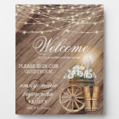 Willkommen - Rustikales Holzfass & Streichelampen Fotoplatte (Vorderseite)