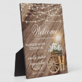 Willkommen - Rustikales Holzfass & Streichelampen Fotoplatte (Seite)