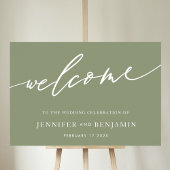 willkommen | Sage Green Calligraphy Simple Wedding Poster