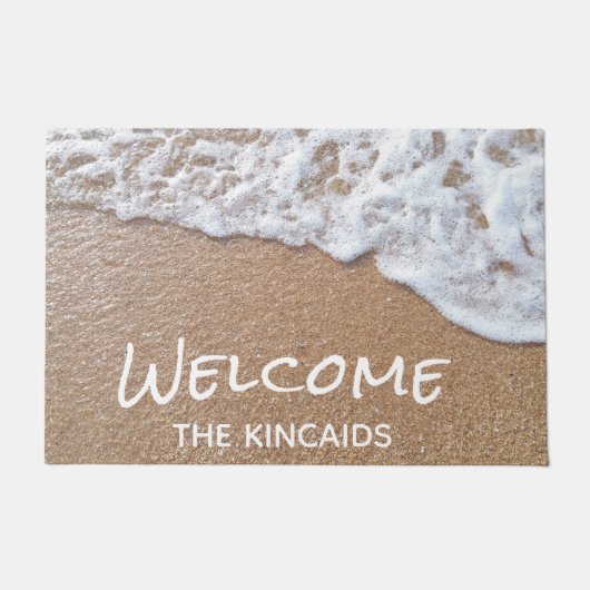 Willkommen Sandy Beach Personalisiert Doormat Fußmatte (Vorderseite)
