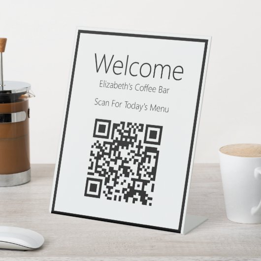 Willkommen Scan QR Code für das Menü Sockelschild (In SItu)