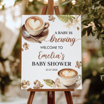 Willkommen Schild 'Baby braut Kaffee' zur Babypart