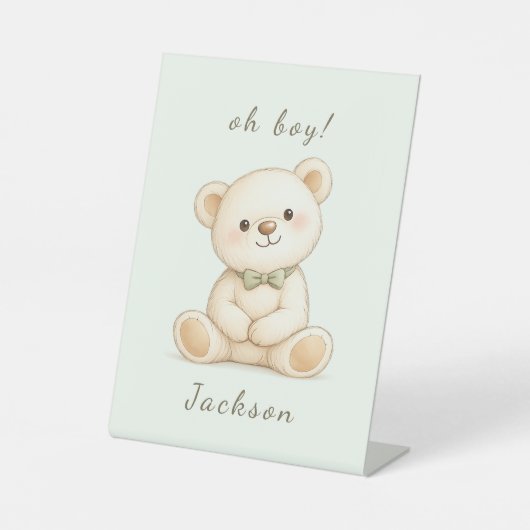 Willkommen Schild Teddy Bär Baby Shower (Vorderseite)