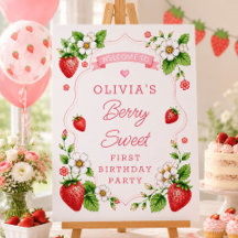 Willkommen Schild zum ersten Geburtstag Berry Swee