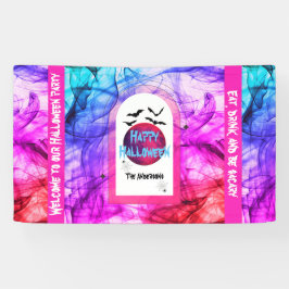 Willkommen Schwarz Lila Vollmond Fledermäuse Frohe Banner