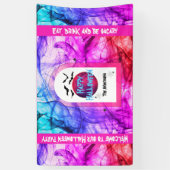 Willkommen Schwarz Lila Vollmond Fledermäuse Frohe Banner (Vertikal)