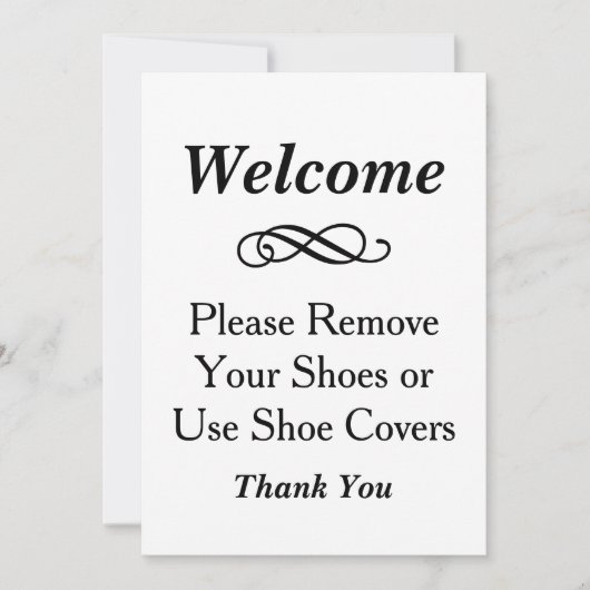 Willkommen Schwarz und Weiß Bitte Schuhe entfernen (Vorderseite)