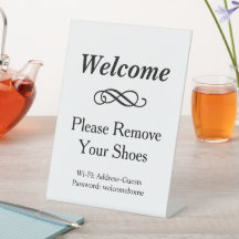 Willkommen Schwarz und Weiß Bitte Schuhe entfernen