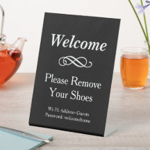 Willkommen Schwarz und Weiß Bitte Schuhe entfernen