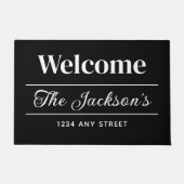 Willkommen Schwarz/Weiß Personalisierter Familienn Fußmatte (Vorderseite)