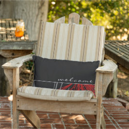 Willkommen | Schwarz-weiße und Abstrakte Ribbons Kissen Für Draußen