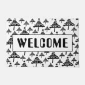 Willkommen Schwarz-weißes Weihnachtsbaummuster Fußmatte (Vorderseite)