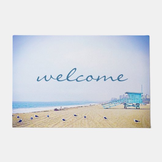 Willkommen Script Ocean Beach Sand Seagull Fußmatte (Vorderseite)