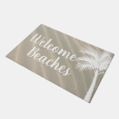 Willkommen setzt weiße Palme u. Sanddünen auf den Fußmatte (Schrägansicht)