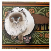 Willkommen Siamese Cat Mouse Fliese (Vorderseite)