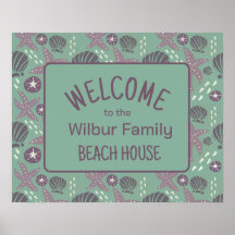 Willkommen Sign Beach House Poster