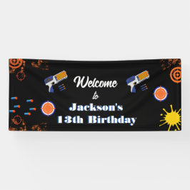 Willkommen Sign Boys Dart Gun Birthday Party Liefe Banner