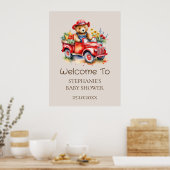 Willkommen Sign Cute Teddy Locale Grown Baby Showe Poster (Küche)