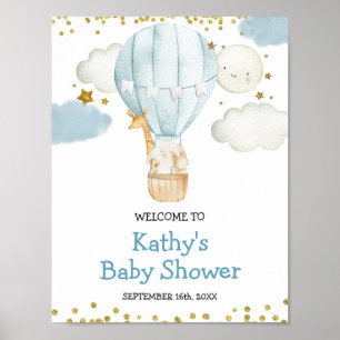 Willkommen Sign Hot Air Ballon Jungle Baby Dusche Poster