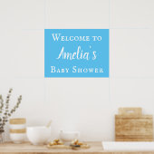 Willkommen Simple Blue Typografy Baby Boy Dusche Poster (Küche)