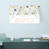 Willkommen Sixtieth Birthday Name White Florals Le Banner (Messeveranstaltung)