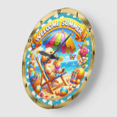Willkommen Sommer Dog Beach Fun Große Wanduhr (Winkel)