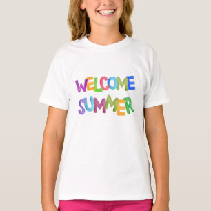 Willkommen Sommer farbenfrohe Ferien-Typografie T-Shirt