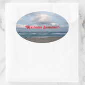 Willkommen Sommer! Ocean Shore Ovaler Aufkleber (Tasche)