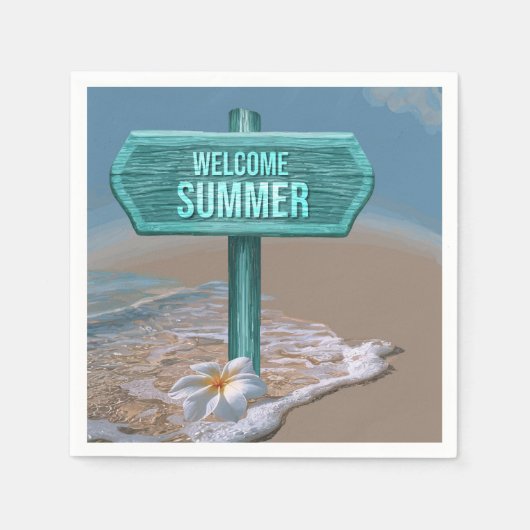 Willkommen Sommer zeichnen Serviette (Vorderseite)