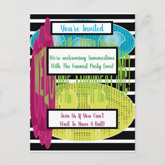 Willkommen Sommerzeit Einladungspostkarte (Vorderseite)