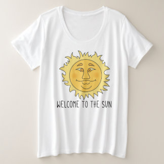 Willkommen Sonnenschein Damen Basic Plus Size T-Sh Große Größe T-Shirt
