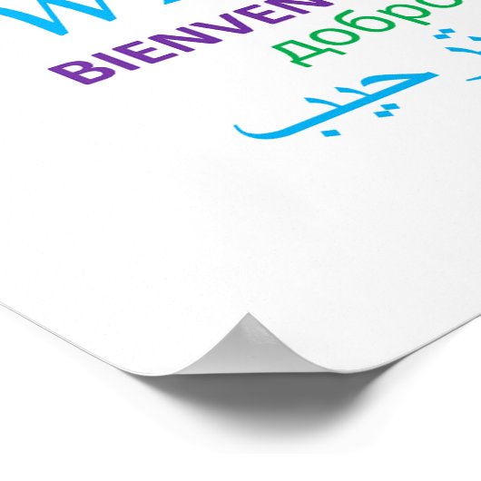 WILLKOMMEN SPRACHEN FARBBIGE GRÜNDE POSTER (Ecke)