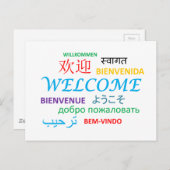 WILLKOMMEN SPRACHEN FARBIGE GREETINGS POSTCARD POSTKARTE (Vorne/Hinten)