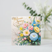 Willkommen Spring Floral Bouquet Karte (Stehend Vorderseite)