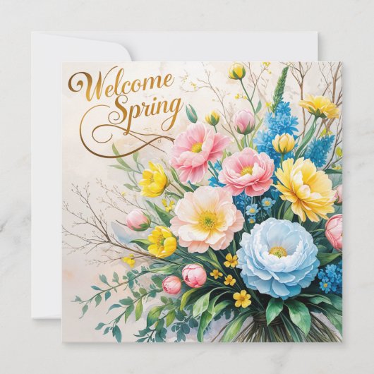 Willkommen Spring Floral Bouquet Karte (Vorderseite)