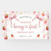 Willkommen Strawberry Berry Erster Geburtstag Banner (Horizontal)