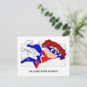 Willkommen Super Student Girl Postcard zurück zur Postkarte (Stehend Vorderseite)