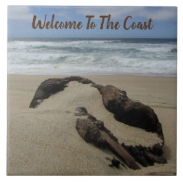Willkommen Surf Sand Driftwood West Coast Landscha Fliese