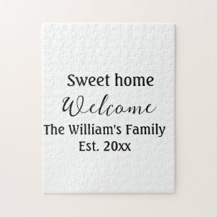 Willkommen süße Heimat Familienname Jahr Est. Text Puzzle