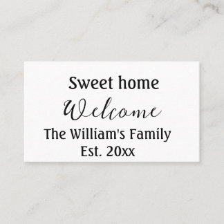 Willkommen süße Heimat Familienname Jahr Est. Text Visitenkarte