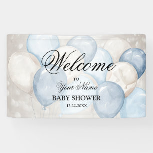 Willkommen Süße Wasserfarbe Rosa Weiße Ballons Par Banner