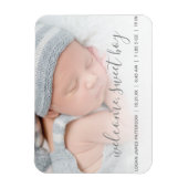 Willkommen, Sweet Boy Foto Baby Ankündigung Magnet (Vertikal)