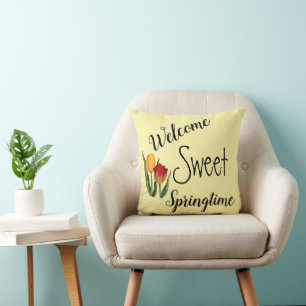 Willkommen Sweet Springtime Throw Kissen
