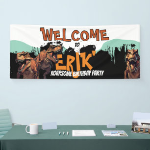 Willkommen T-Rex Banner – Brüllendes Dino-Party-Sc