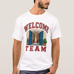🚪 Willkommen Team-Mitarbeiter-Typografie 👕 T-Shirt