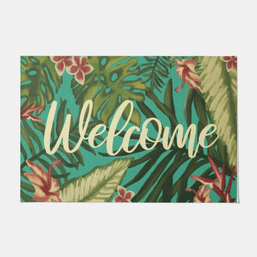 Willkommen Tropical Hawaii Jungle Mat, Summer Vibe Fußmatte (Vorderseite)